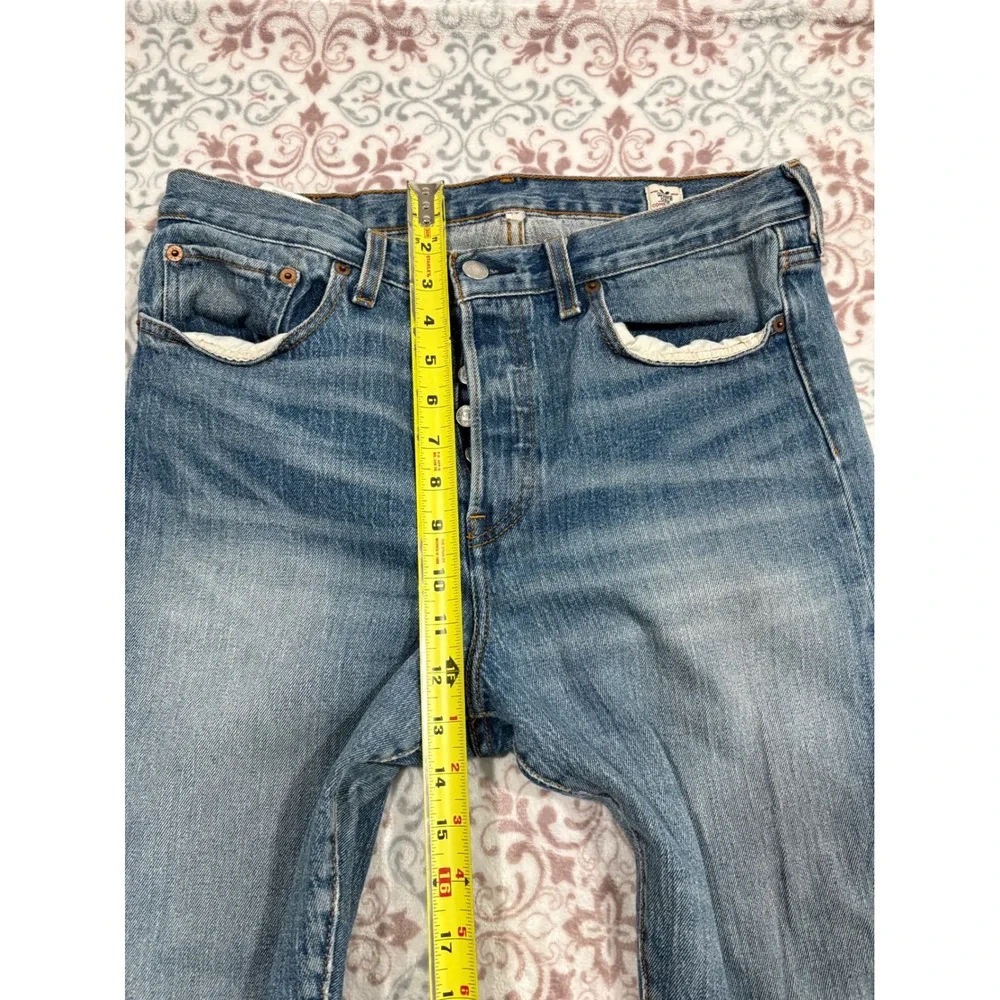 Levis 501 White Oak Cone Denim Jeans Blue Button Fly Raw Hem Mens 31 x 28